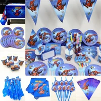 82pcset spiderman birthday party supplies tablecloth plate cup napkin straw spider man spoon superhero party decoration