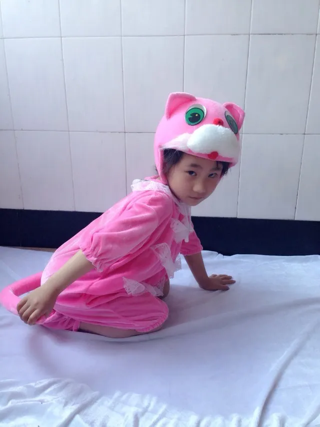 Детская одежда для косплея с изображением розового кота танцевальные костюмы