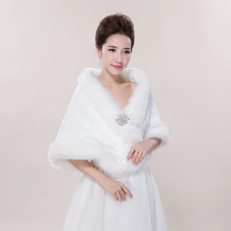 Женская зимняя Свадебная шаль для невесты Высококачественная белая меховая