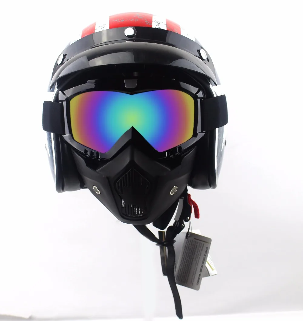 

Hot Sales Modular Mask Detachable Goggles And Mouth Filter Perfect for Open Face Motorcycle Half Helmet or Vintage Helmets