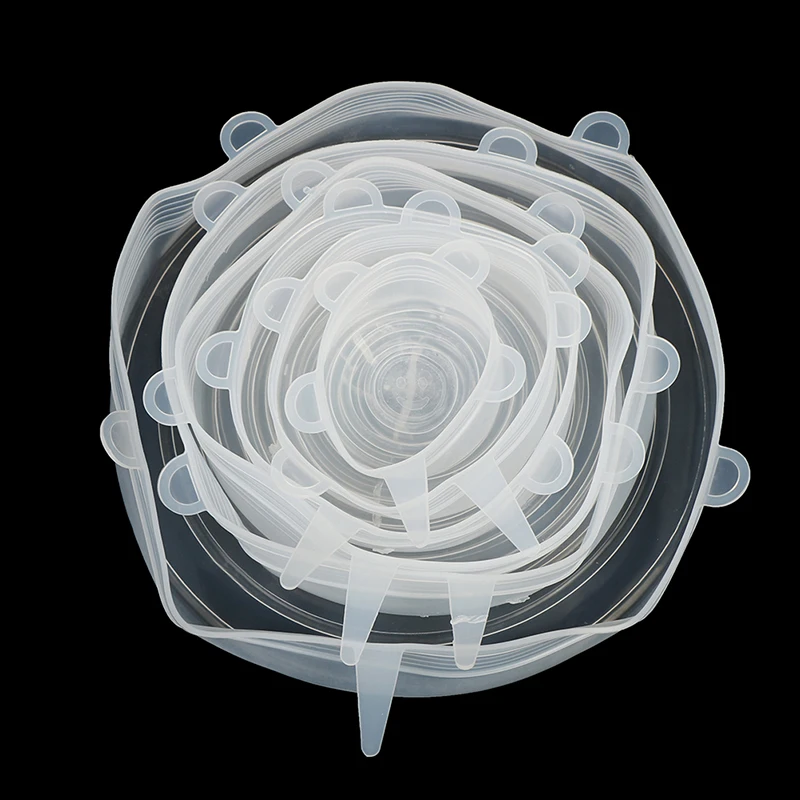 6 шт./компл. универсальные силиконовые крышки растягивающаяся крышка всасывания