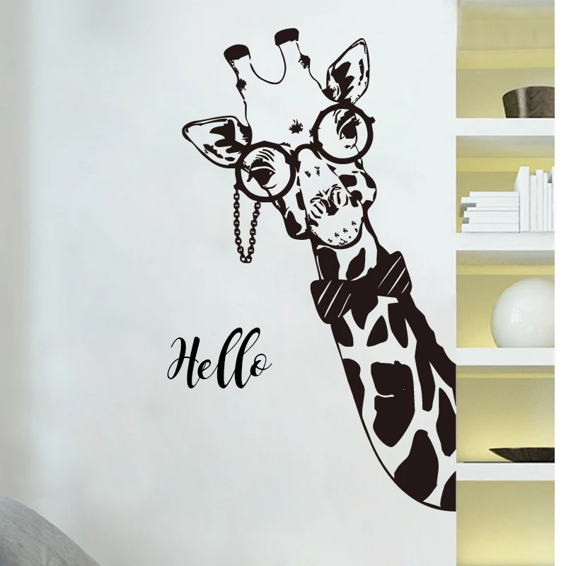 Креативные виниловые настенные наклейки с жирафом для кабинета двери