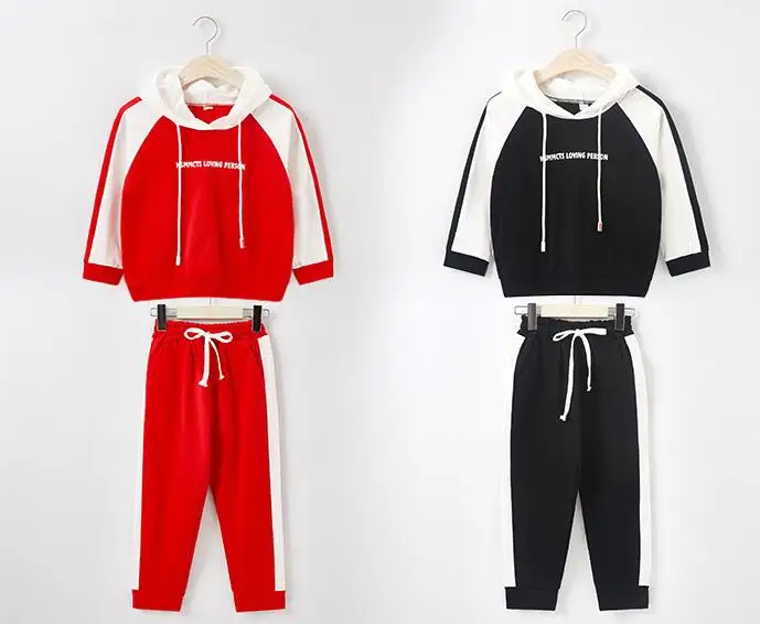 

Rlyaeiz Girls Clothes Sportswear Spring Autumn Hoodies + Pants Children Clothing Set Girls Patchwork Outfits Sporting Suits