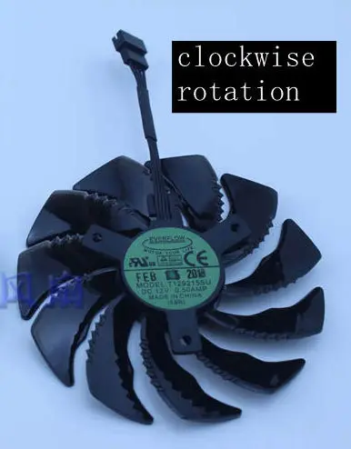 1pcsclockwise T129215SU 88 мм для GIGABYTE GTX1050 Ti 1060 1070 Ti 1080 RX 470 480 570 580 вентилятор PLD09210S12HH вентилятор G1 Графика карты вентилятор охлаждения - Цвет лезвия: 1pcsclockwise