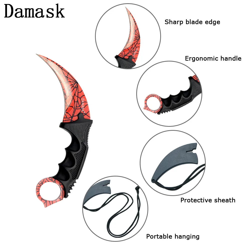 Дамаск csgo Counter Strike коллекционные Karambit нержавеющей открытый Ножи для шашлыков