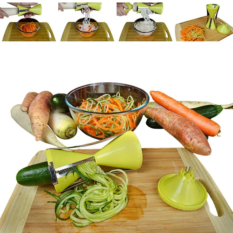 4 лопасти Replaceab Спираль Тесак фруктов и овощей Spiralizer Морковь Огурец Терка фрезы с