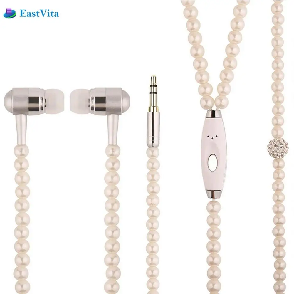 EastVita жемчужное ожерелье наушники ювелирное изделие бусы встроенный микрофон для