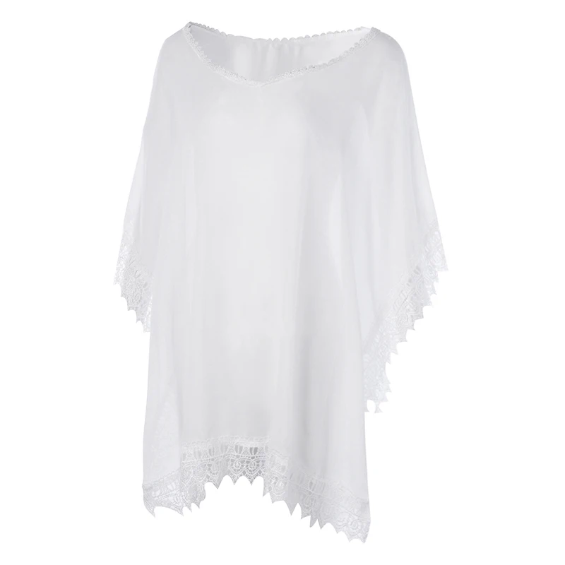 2018 кружевная белая пляжная туника шифоновая накидка одежда наряд кафтан на пляж