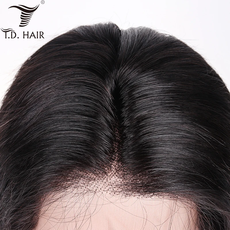 Tdhair 150% плотность 10 24 дюйма прямые парики из натуральных волос предварительно