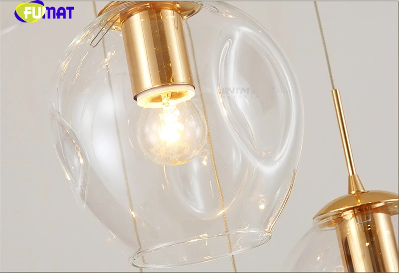 FUMAT MODO Ball Glass Spiral Staircase Villa Ceiling Lamps LED Stair Lamp Light Penthouse Chandeliers Cognac Gray Blue Fixture
