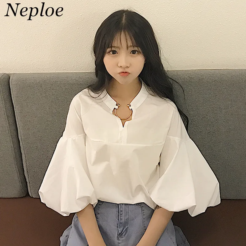 В Корейском стиле Новое поступление с круглым вырезом Блузки рукавом три