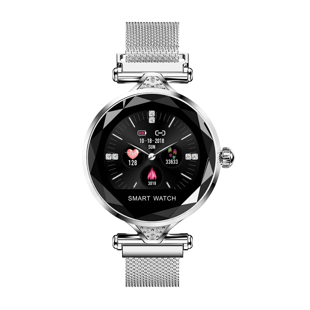 Серебристый Keoker H1 Смарт часы для женщин Мода монитор сердечного ритма Smartwatch леди подарок Фитнес браслет шагомер для IOS Android телефон - Цвет: Серебристый