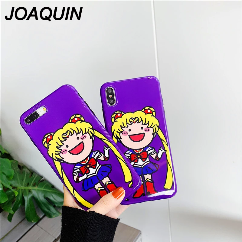 Фиолетовый японский аниме Kawaii Сейлор Мун девушка телефон чехол для iPhone 6 Puls 6S 7 8 X XS