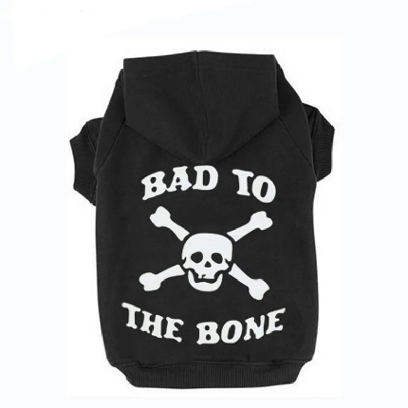 Толстовка из флиса с принтом BAD TO THE BONE и Skull Cat толстовки капюшоном для собак сезон