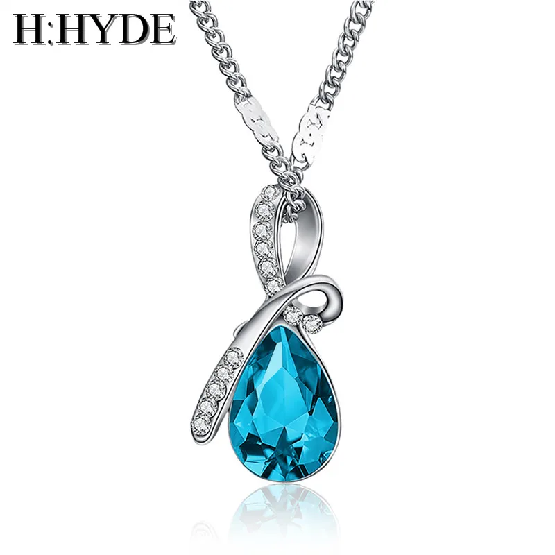 Классический дизайн в виде капли воды H:HYDE Австрийское кубическое ожерелье с