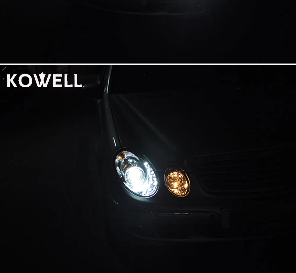 KOWELL стайлинга автомобилей для Benz W211 фар 2002 2003 2004 2005 2006-2009 Benz E200 E240 E280 светодиодный фар H7 ксеноновые линзы