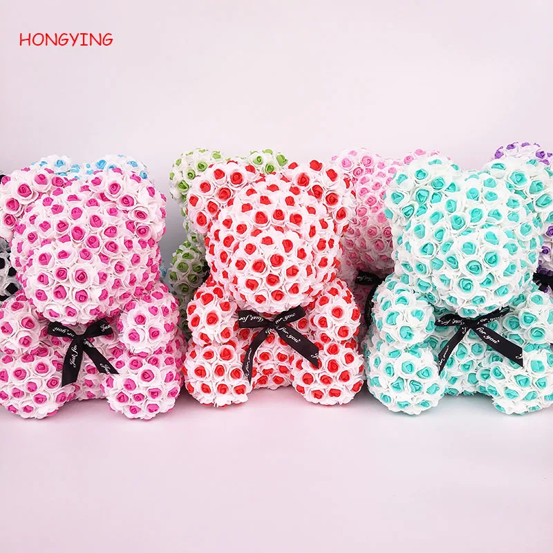 Розовый медведь с сердцем мишка тедди искусственные розы пена цветок роза