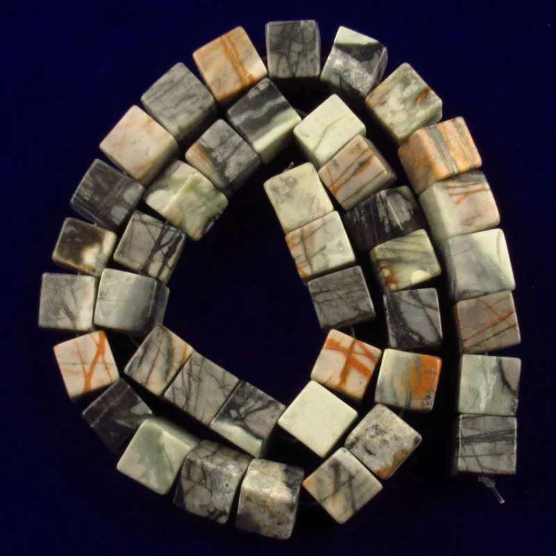 1Strand 10x10mm Picasso Jaspers Cube Loose Bead 15.5 inch yl31401 | Украшения и аксессуары