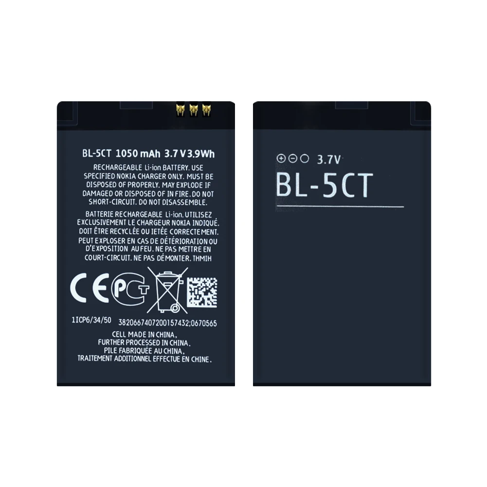 BL-5CT Батарея для Nokia 1050 мА/ч, 3720C 5220XM 6303C 6730C C5 C5-00 C6-01 6030C 6303i литий-полимерные батареи для мобильных телефонов