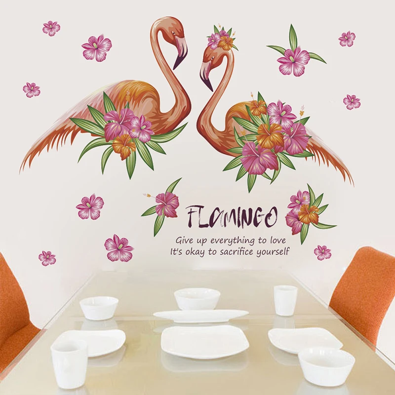 Страстный Цветок Фламинго наклейки на стену для домашнего декора гостиной