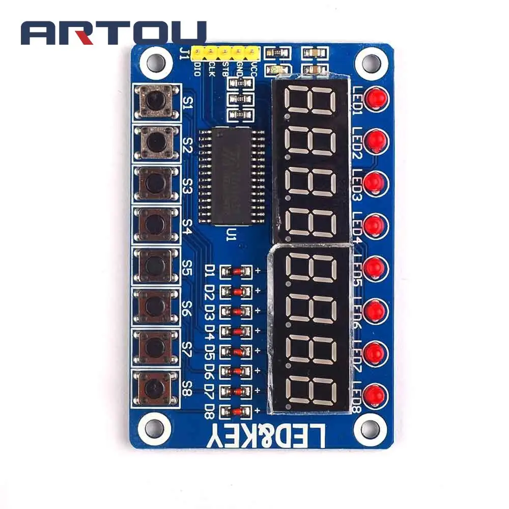 Модуль TM1638 ключ дисплея для AVR Arduino новая 8 битная светодиодный вая Светодиодная