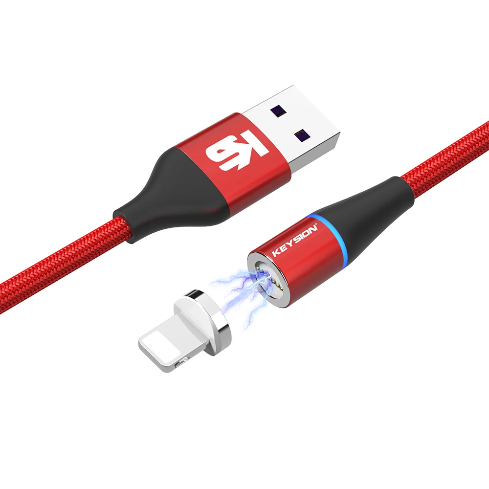 Red 1m KEYSION 5A Магнитный кабель для iPhone type C Магнитный зарядный кабель Micro USB C для huawei Xiaomi телефонный кабель - Цвет: Red 1m