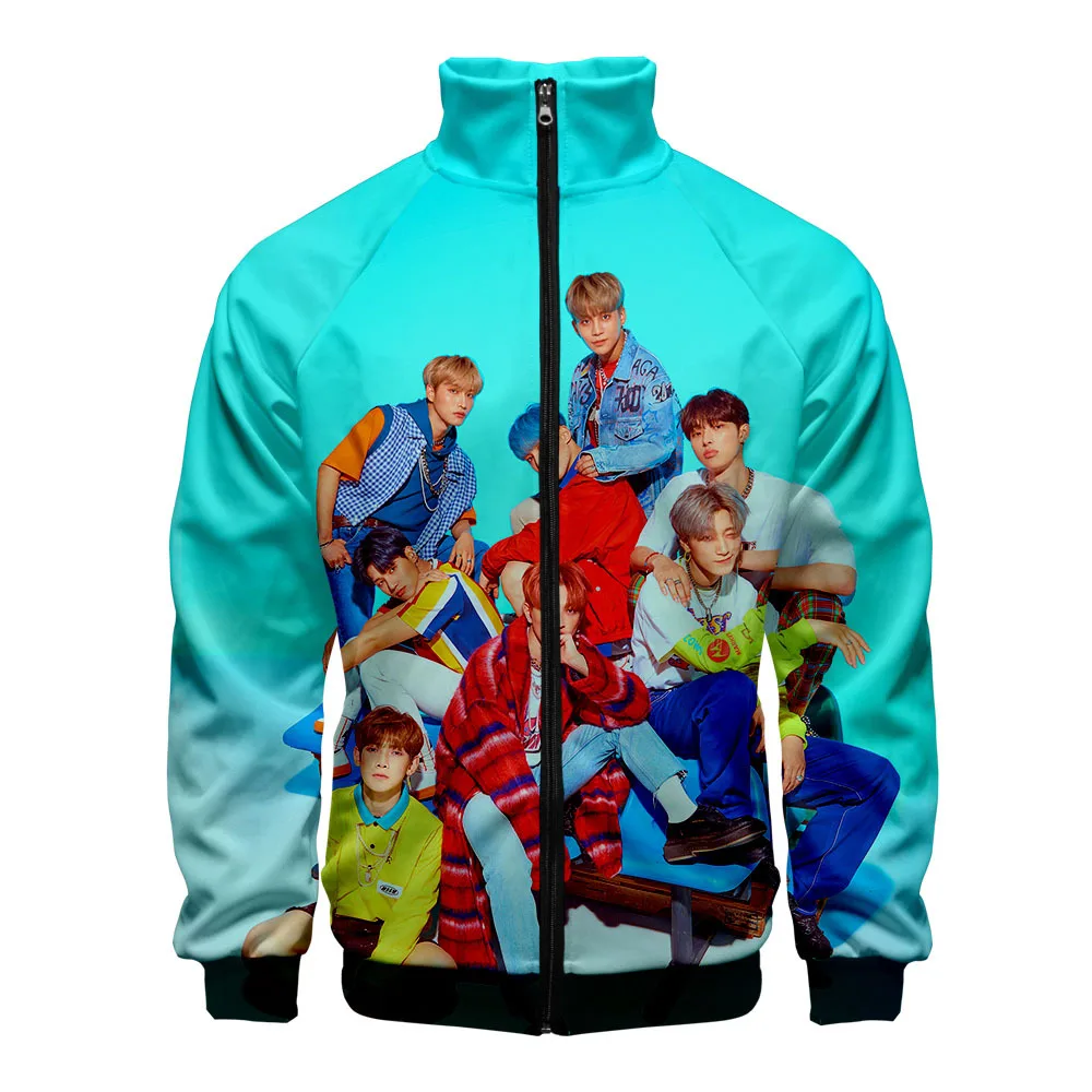 Moletom Корейский KPOP ATEEZ альбом 3D печатная куртка на молнии для женщин и мужчин Harajuku