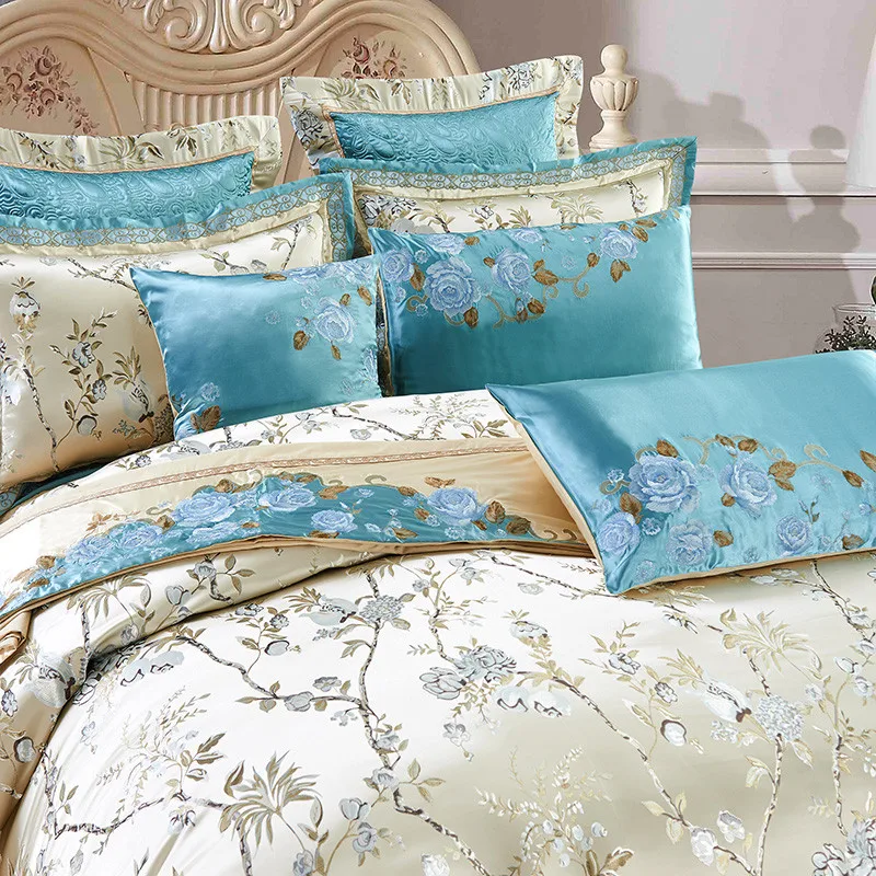 Роскошный набор постельного белья Королевского с вышивкой атласный Хлопковый