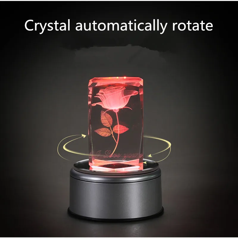 

Rose 3D Crystal Ball Pokemon Go Glass Ball Home Decoration Lamp LED Colorful Rotate Base Music Box Art Furnishing Articles