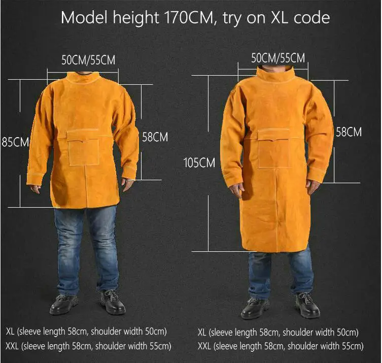 XL/XXL прочная кожаная сварная длинная куртка фартук защитная одежда сварщик одежды аргоновая дуговая сварка Рабочая безопасность одежда
