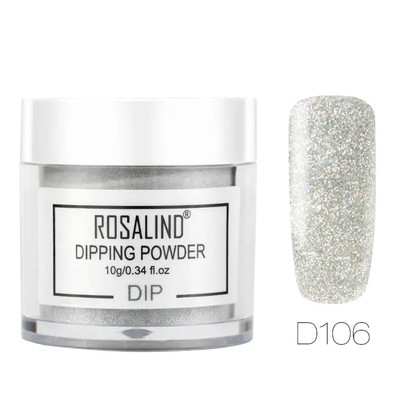 D106 ROSALIND 10 г погружающаяся пудра для ногтей, блестящая пигментная пудра для ногтей, Гель-лак для ногтей, маникюрный блеск, лак для ногтей, впитывающий блеск, блестки, NRD - Цвет: D106