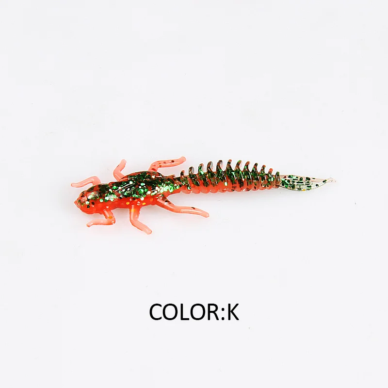 2019New Reach Soft Lures Soft Plastic Lures Larva 6cm/5cm Floating Freshwater Swimbaits Silicone Soft Bait Worm For Fishing - Цвет: K