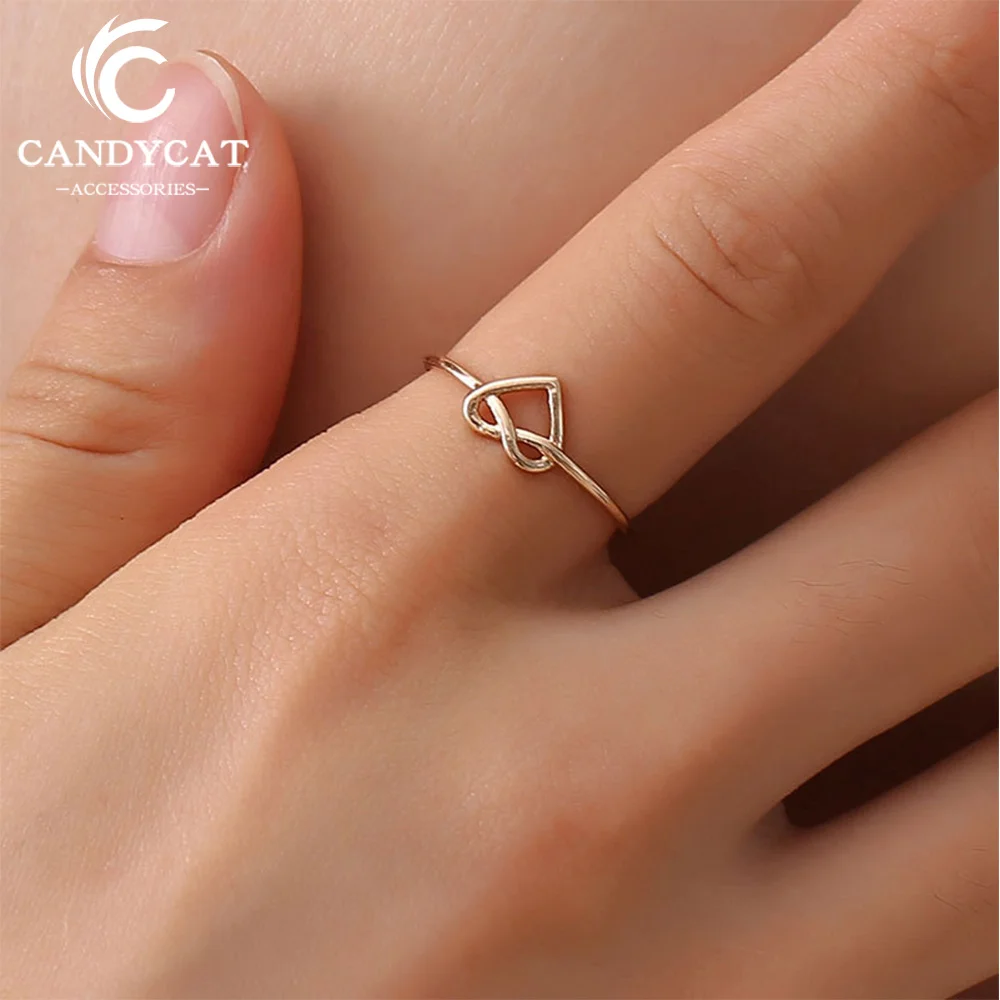

Trendy Heart Rings For Women Adjustable Hollow Out Gold Silver Color Female Rings Wedding Engagement Rings Jewelry Wholesale