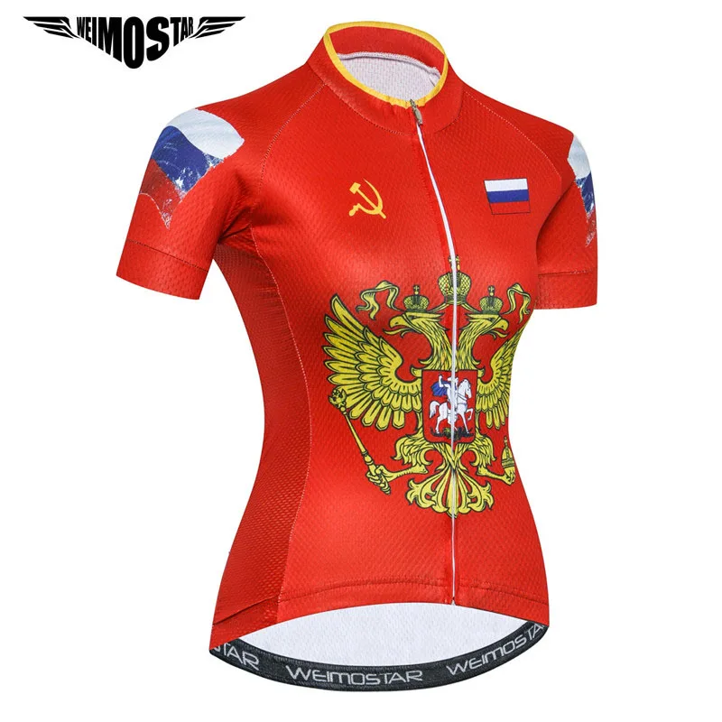 

Weimostar 2018 Russia Team Cycling Jersey Women Road Race Cycling Clothing Summer MTB Bike Jersey Downhill Bicycle Wear Clothes