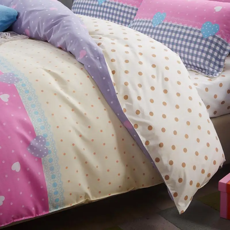 Полиэстер/хлопок сердце печатных розовый и желтый постельных принадлежностей