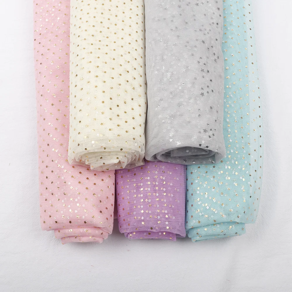 Сетка из тюля с принтом золотых точек 90*150 см сделай сам куклы ткань органзы