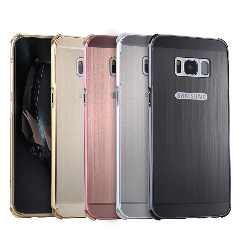 For Samsung Galaxy S8 Case Plating Metal Frame with Brushed Back Cover Hard Phone for Plus G9550 G9500 | Мобильные телефоны и
