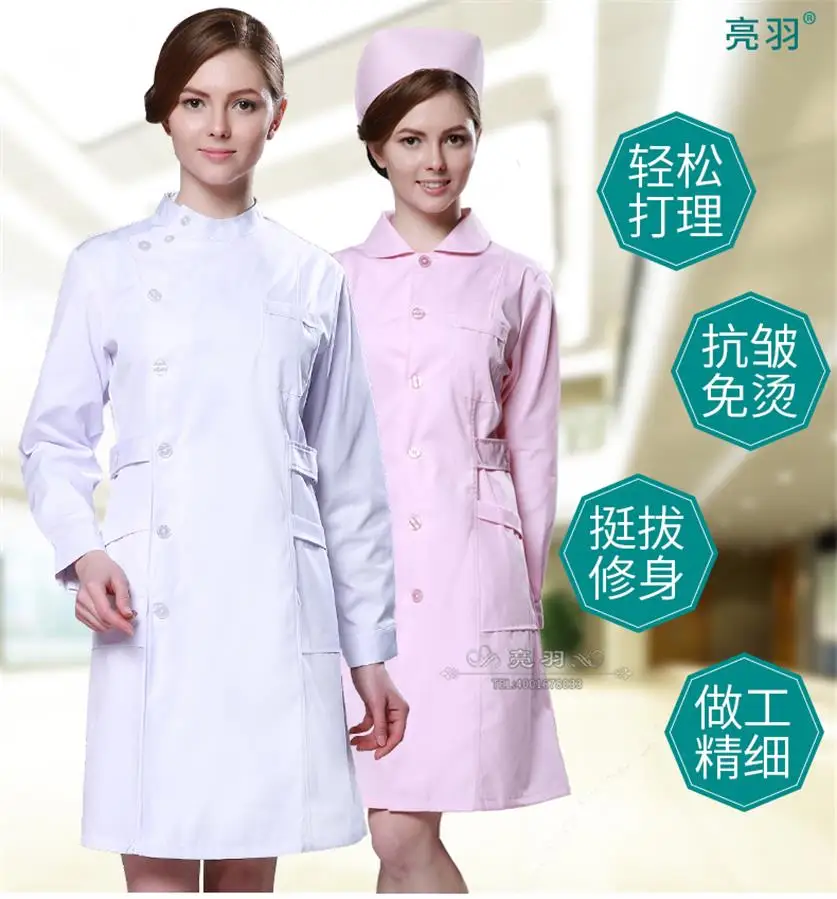Дамская белая лабораторная куртка Медицинская медицинская медсестра униформа