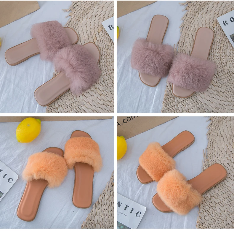 Женские меховые шлепанцы Теплые На зимнем меху без задника с открытыми пальцами