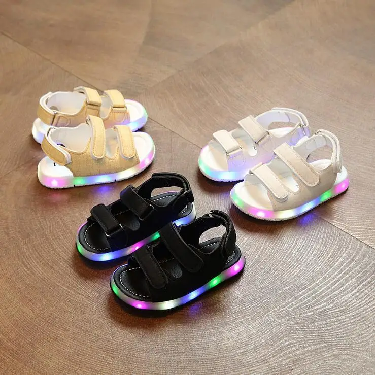 Летние детские сандалии 2019 boys'светоизлучающие для девочек Babies'shoes пляжная