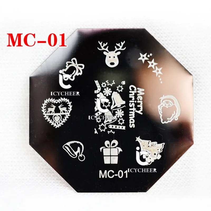 MC01 ICYCHEER самодельные трафареты Chrismas шаблон для ногтей Штампы для ногтей штамповочные пластины украшения для ногтей - Цвет: MC01