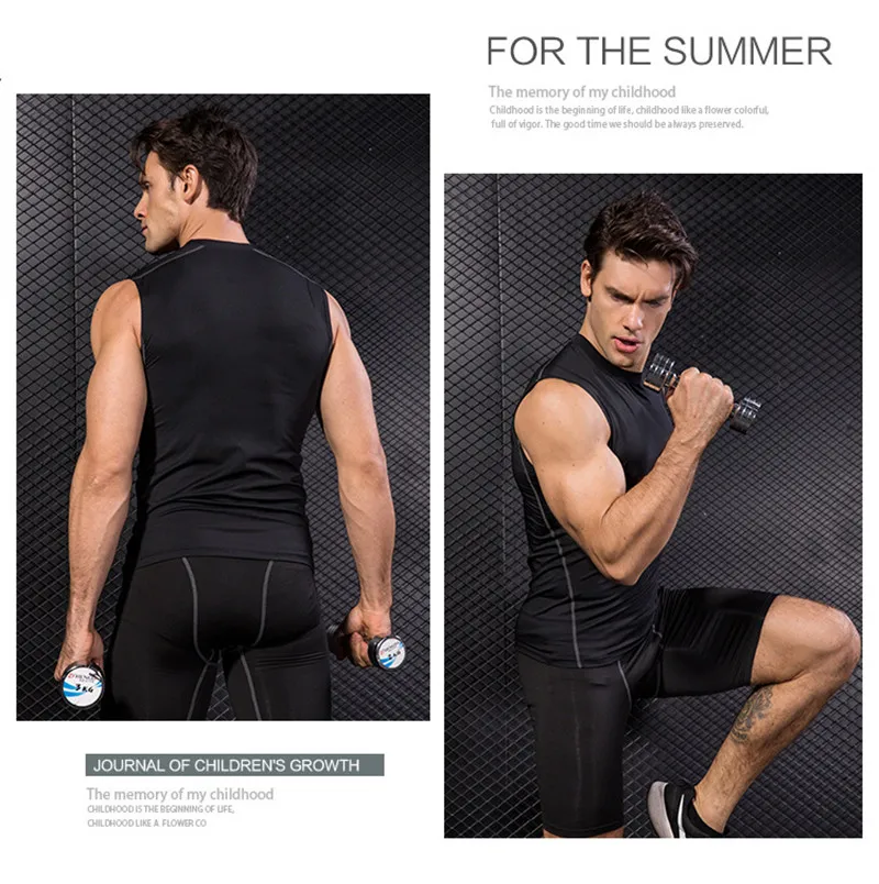 Polera De Compresion Hombre Спортивная Беговая Футболка мужская без рукавов компрессионный жилет Баскетбол Фитнес тренировочные майки спортивная одежда