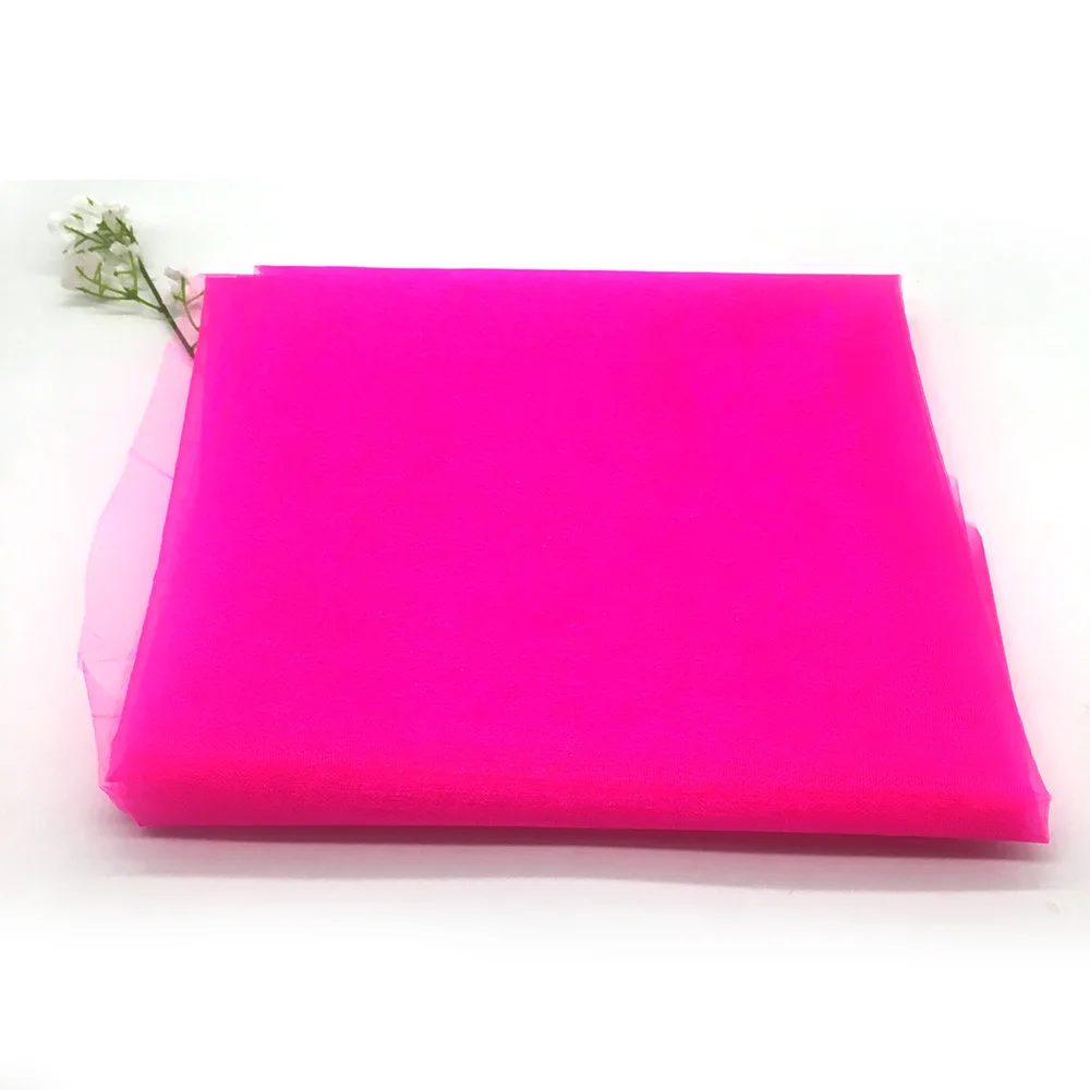 FUSHIA TULLMALL 48 см x 5 м Пряжа Ткань Кристалл Тюль органза чистая марля элемент ребенок день рождения DIY платье свадебные принадлежности - Цвет: FUSHIA