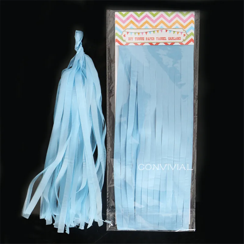 Blue paper tassel Soild Цвет гирлянда из папиросной бумаги с кистями, хороший подарок на день рождения, свадьбу, вечерние, Дня благодарения рождественское торжественное мероприятие вечерние украшения - Цвет: Blue paper tassel