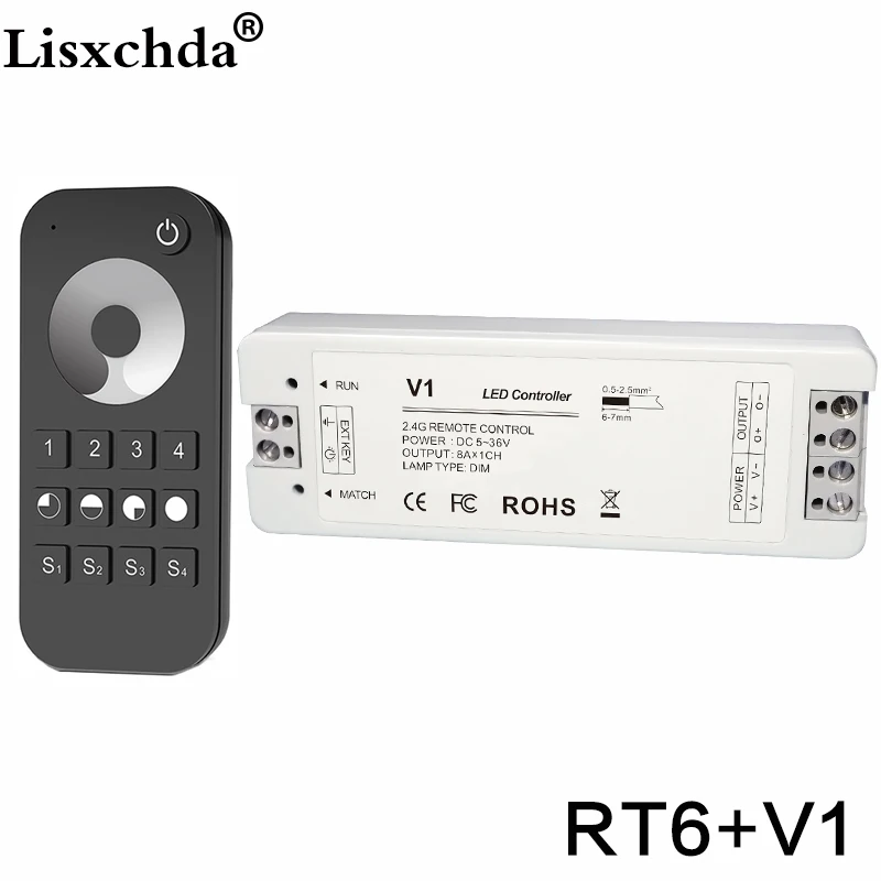 DC5-24V 8A Беспроводной rf 2,4G 4 зоны светодиодный сенсорный пульт дистанционного управления диммер для одного цвета светодиодный светильник