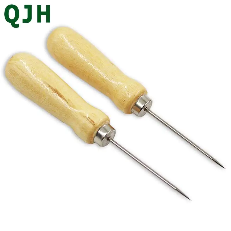 DIY кожа перфорированная awl деревянная большая ручка перфоратор ремонтный инструмент ручная Кожа иголка швейный инструмент 1 шт/2 шт