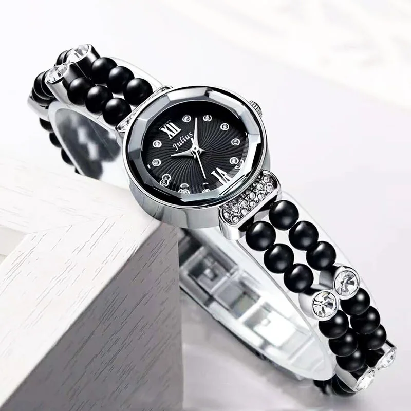 

Маленькие женские часы Julius Japan Mov, не эластичные модные часы с жемчугом, браслет, милый подарок на день рождения для девочек, без коробки