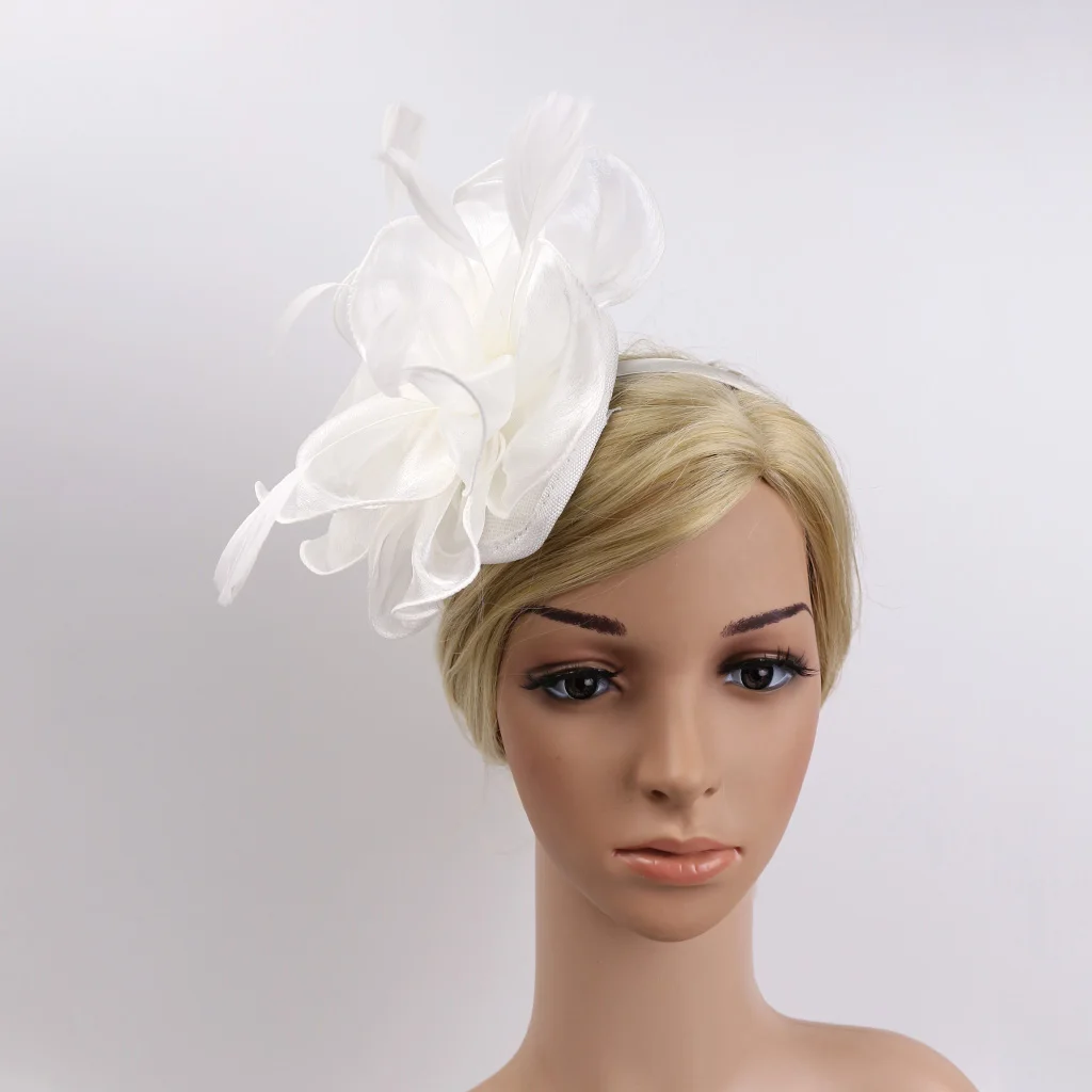 White Новое модное женское украшение для волос в виде цветка шляпа 1920s Gatsby Свадебная повязка женские привлекательные аксессуары для волос Вечерние - Цвет: White