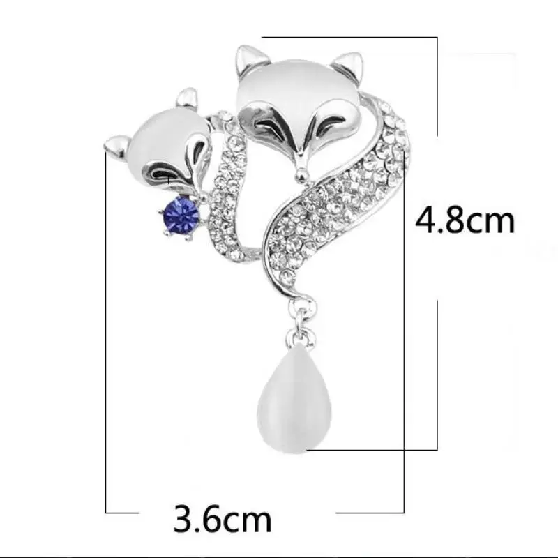 Charm short open double fox beautiful wild brooch opal animal chest jewelry | Украшения и аксессуары