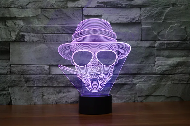 [Seven Neon] стекло и курить человек акрил 7 цветов настольная лампа 3D лампа Новинка светодиодный ночник Миллениум Сокол свет